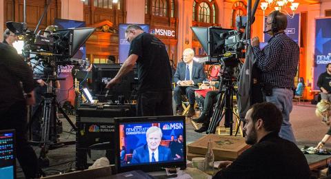 Students working with MSNBC to cover democratic candidates debate