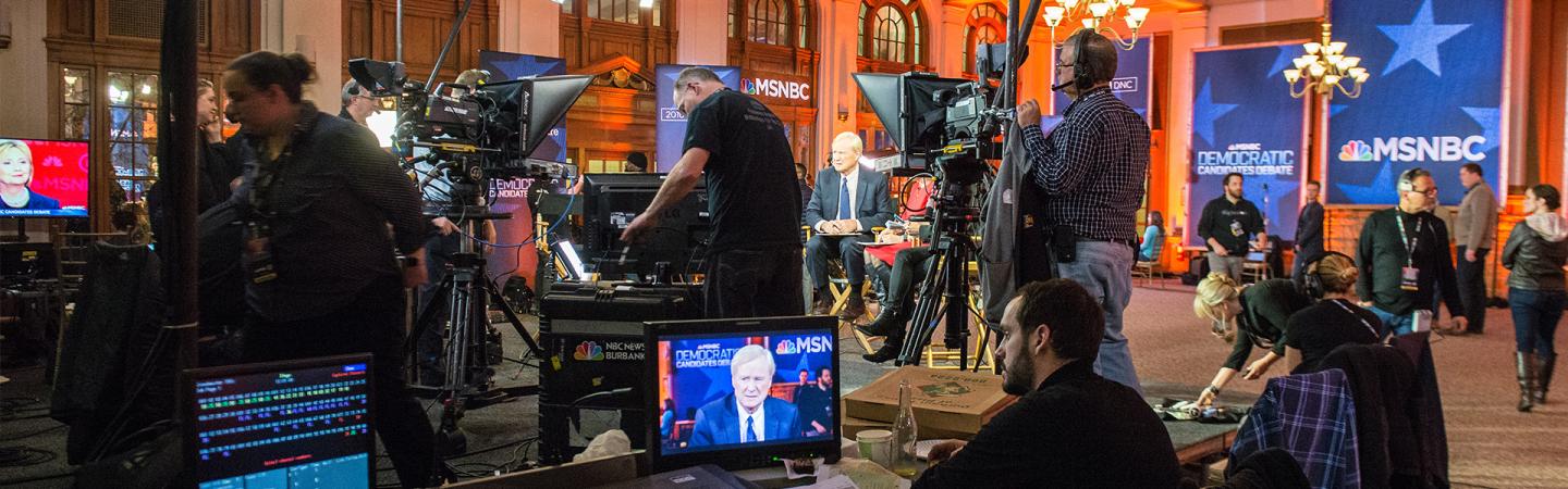 Students working with MSNBC to cover democratic candidates debate