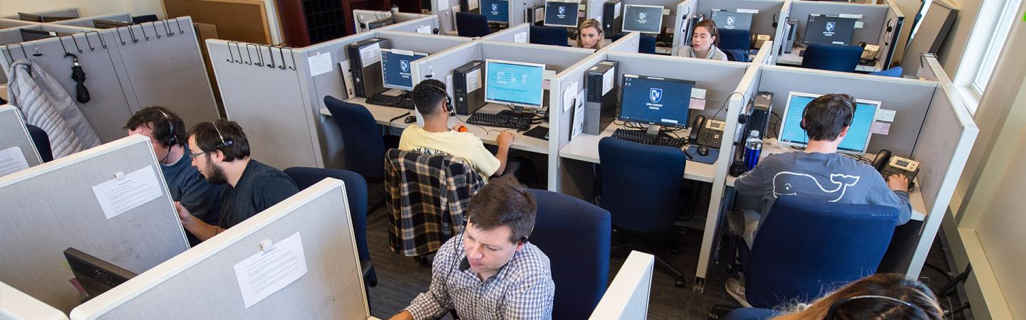 students in survey center