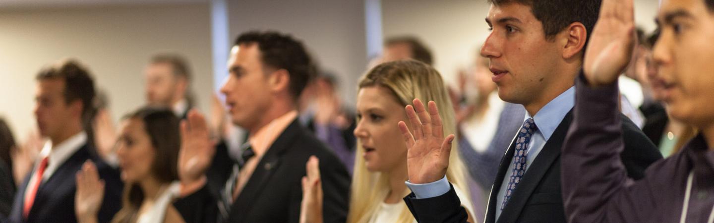 students taking oath