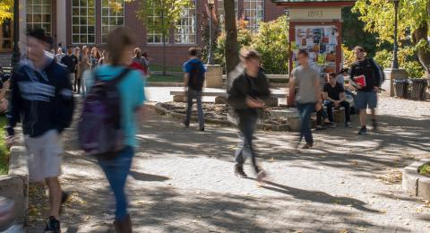 students in Murkland courtyard