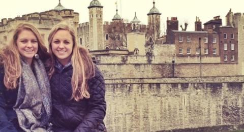 students posing in London