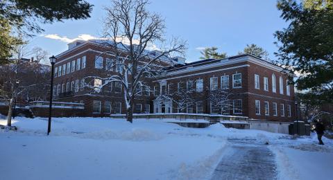Murkland Hall in snow