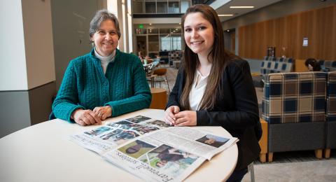 photo of Olivia Olbrych with Lisa Miller, journalism professor