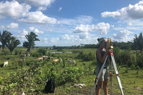 student surveying