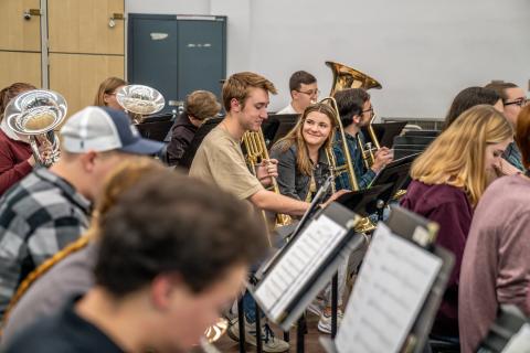 students playing brass instruments