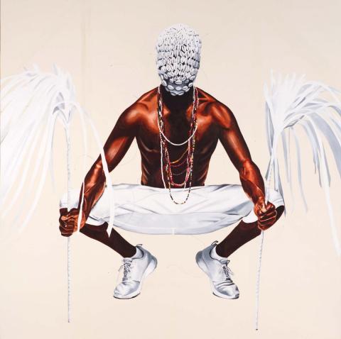 Fahamu Pecou, the return, 2016, acrylic on canvas, 96" x 96", Courtesy of the artist