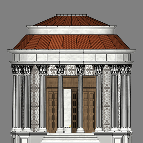 3D illustration of the Temple of Vesta in Rome