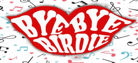 Bye Bye Birdie Title with Music Note Background