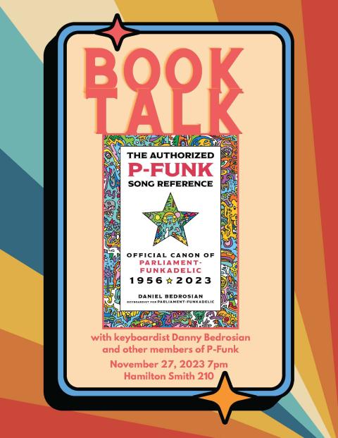 book talk flyer showing book cover and event info