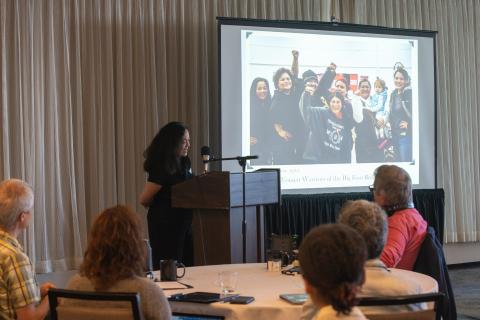 A faculty member from the 2019 cohort does her final presentation