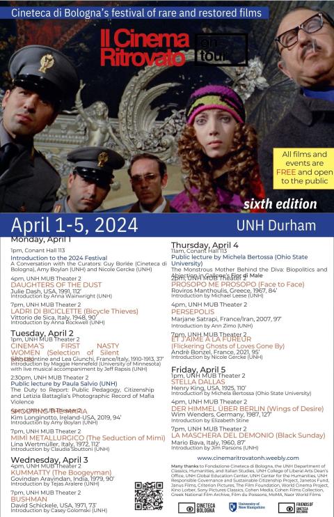 Poster with details of Il Cinema Ritrovito 2024 event