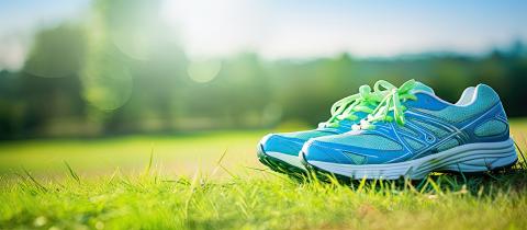 pair of sneakers outside on grass