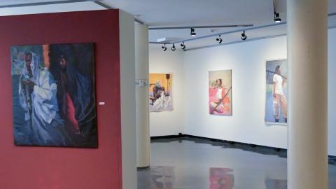 Installation view of exhibition of works by Munyaneza Henry