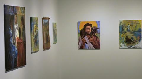 Installation view of exhibition of works by Munyaneza Henry