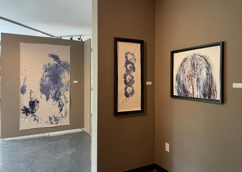 Interior of UNH Gallery of Art with works by BFA graduate Daisy Tuttle