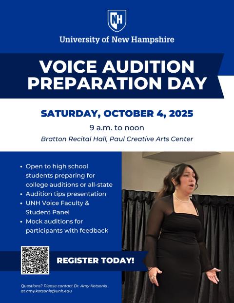 Voice Audition Preparation Day Flyer: All information is also shared below this photo.