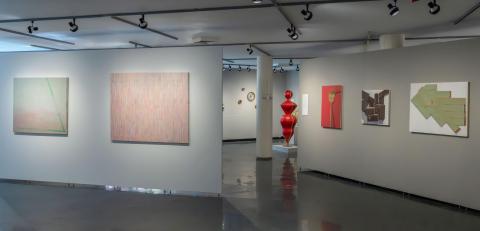 View of the UNH Gallery of Art’s Fall 2025 faculty exhibition, CURRENT.