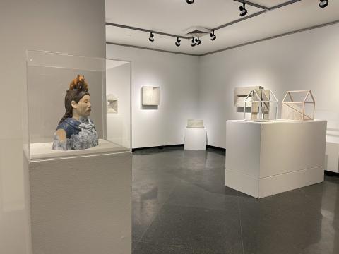 View of the UNH Gallery of Art’s Fall 2025 faculty exhibition, CURRENT.