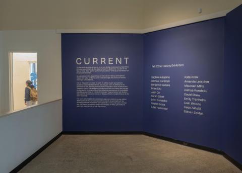 View of the UNH Gallery of Art’s Fall 2025 faculty exhibition, CURRENT.