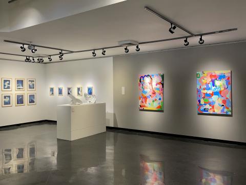 View of Praxis of Happenstance exhibition at the UNH Gallery of Art