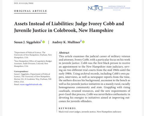Title page and abstract of journal article written by Sue Siggelakis