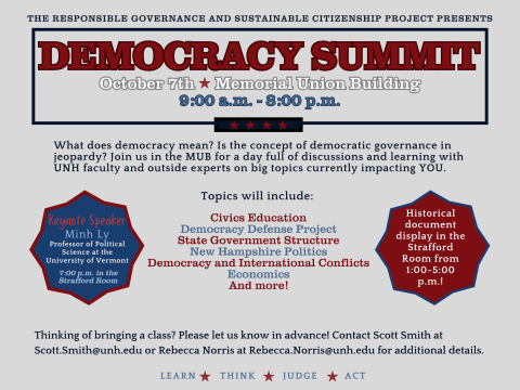 Flyer for RGSCP's Democracy Summit on October 7, 2026.