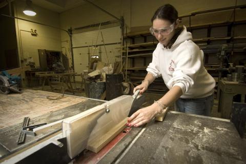 student in the workshop