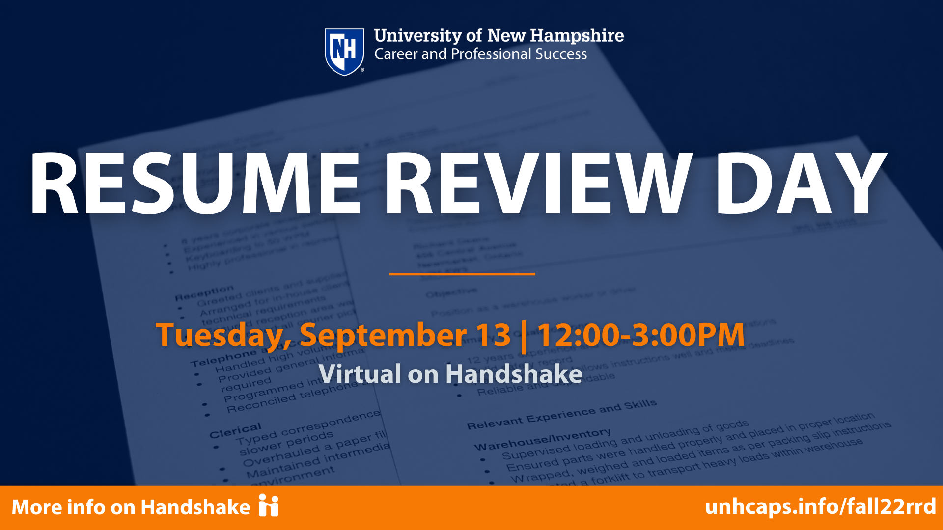 Fall 2022 Virtual Resume Review Day image.